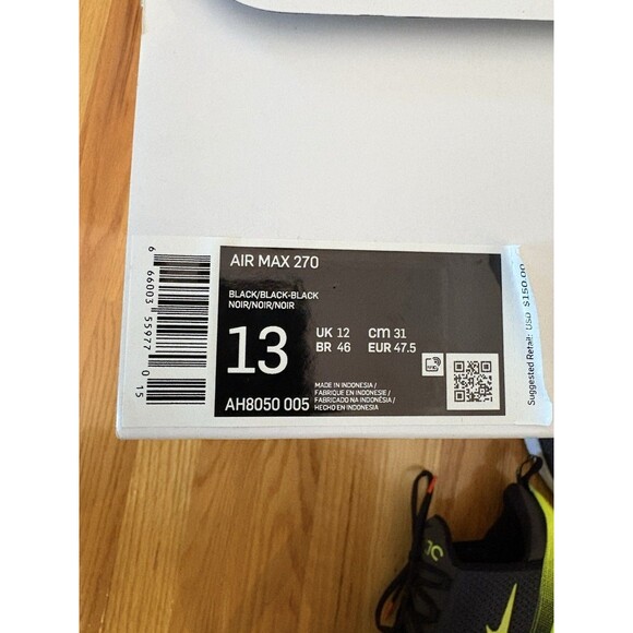 Nike Air Max 270 Retro Future Mens Size 13 Black Neon Running Shoes Aq9164-005 - Picture 5 of 8